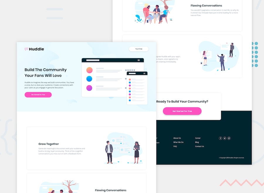 Huddle Landing Page with Alternative Feature