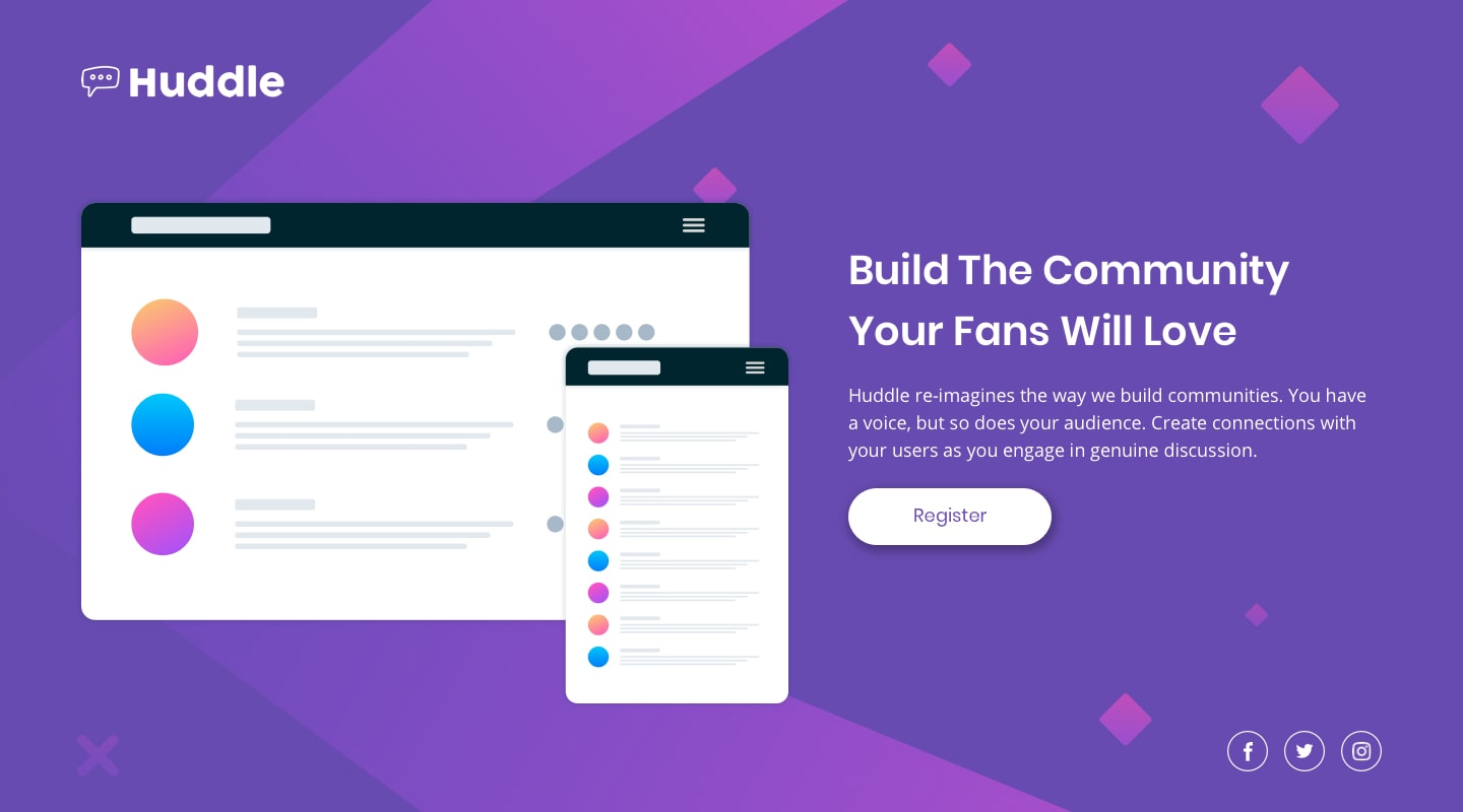 Huddle Landing Page with Alternative Feature